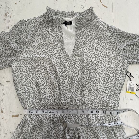 1.State Revolve Maxi Dress Jaime Shrayber Printed High-Low M Gray Leopard Print - Picture 11 of 16